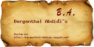 Bergenthal Abdiás névjegykártya
